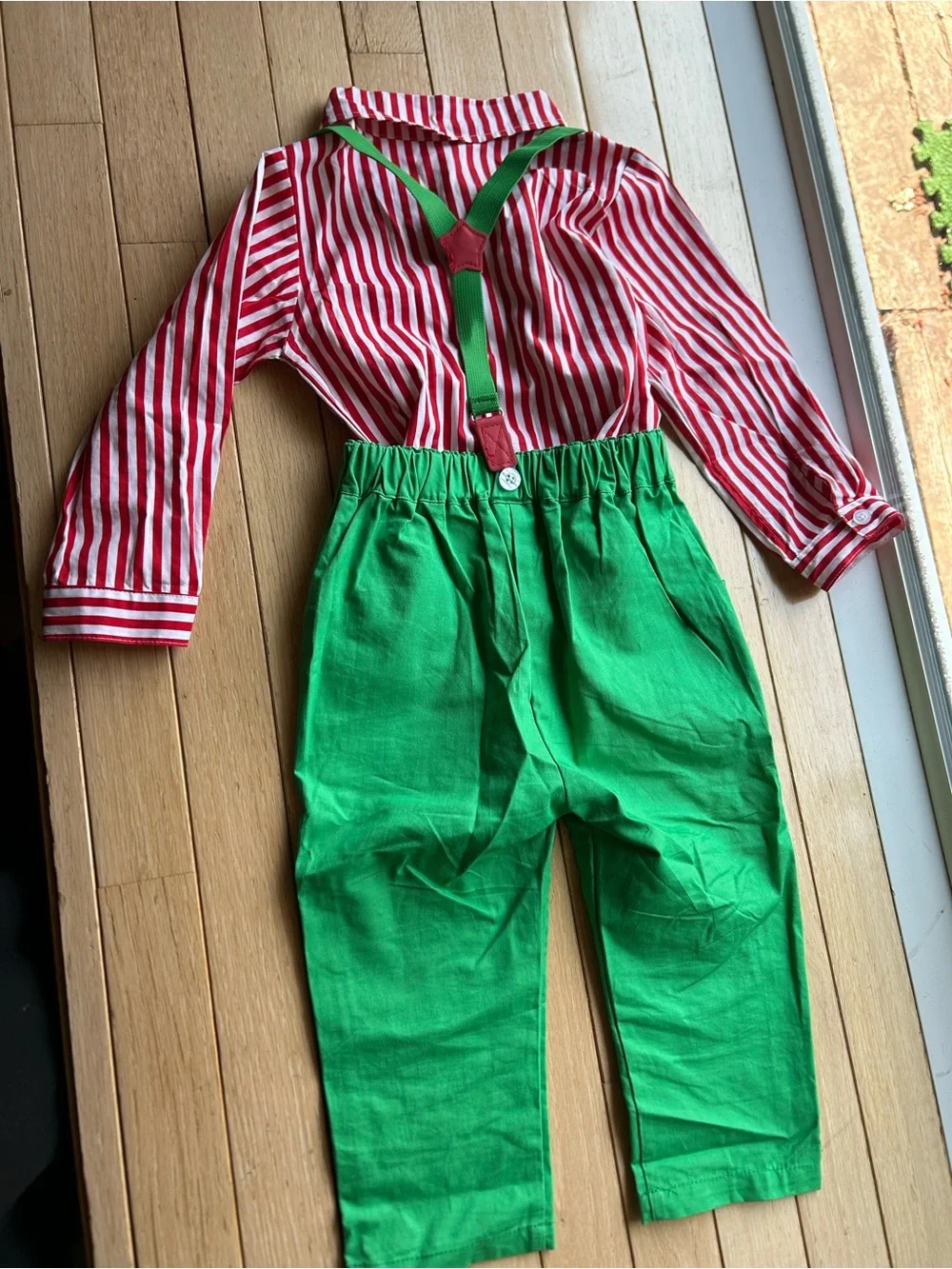 Christmas! Red & Green Kids Suspender Overalls Set (4T-5T)